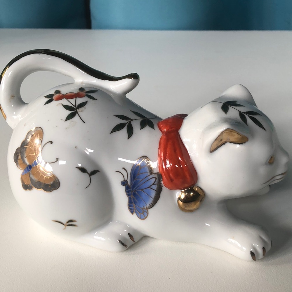 Hand painted and gold leafed butterfly cat